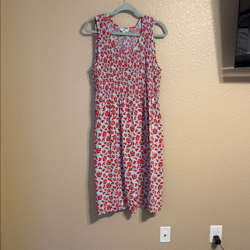 croft & barrow Red and White Floral Midi Dress